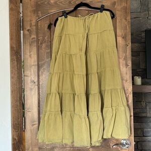 Free people simply smitten maxi skirt Palm Leaf. avocado cotton Medium